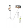 BEYAZ SELFİ ÇUBUK - TRİPOD AYAKLI 57CM UZAYAN-KISALAN SAPLI + 10CM =67CM (5324)