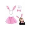 Tavşan Tacı Eteği Papyonu ve Kuyruk Kostüm Seti Pembe Renk Çocuk Boy (5324)