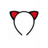 Peluş Kedi Kulak Taç Kırmızı Siyah – Çocuk Parti &amp; Kostüm Tacı (5324)
