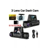 1080P Üçlü Lens Araba Dash Cam Dashcam Ön İç & Arka HD Araba DVR 120 ° Açı Döngü Kaydı Yerçe