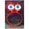 Led Işıklı &amp; Pilli 3 Farklı Modda Yanan Uzaylı Göz Parti Tacı Kırmızı Renk 18x12 cm (532