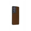 Samsung Galaxy S21 Ultra Kılıf Loop Deri Silikon - Kahverengi