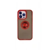 İphone 15 Pro Max Kılıf Montreal Yüzüklü Silikon Kapak - Kırmızı