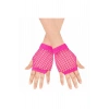 80’ler 90’lar Retro Neon Fuşya Şeker Pembesi File Parmaksız Kısa Eldiven 11 Cm