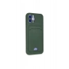 İphone 12 Kılıf Kelvin Kartvizitli Silikon - Koyu Yeşil
