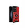 Samsung Galaxy S24 Ultra Kılıf Pars Lens Yüzüklü Silikon - Kırmızı