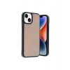 İphone 14 Kılıf Aras Deri Kapak - Pudra