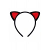 Peluş Kedi Kulak Taç Kırmızı Siyah – Çocuk Parti Kostüm Tacı