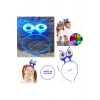 Led Işıklı &amp; Pilli 3 Farklı Modda Yanan Uzaylı Göz Parti Tacı Mavi Renk 18x12 cm (5324)