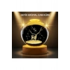 LED Işıklı Geyikli Kristal Küre Ahşap Standlı Modern Dekor Lamba