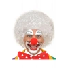 Beyaz Renk Kıvırcık Afro Bonus Peruk Saç ve Kırmızı Sünger Burun Seti (5324)