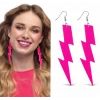 80’ler 90'lar Retro Neon Pembe Şimşek Küpe 10 Cm