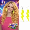 80’ler 9039lar Retro Neon Sarı Şimşek Küpe 10 Cm