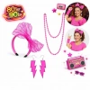 80’ler 90’lar Neon Pembe Parti Seti – Kolye Küpe Taç (5324)