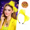80’ler 90’lar Neon Sarı Dantel Taç Fiyonklu (5324)