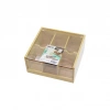AHŞAP BAMBU 6 BÖLMELİ  POŞET ÇAY KUTUSU MİKA PLASTİK KAPAK  21X20X10CM (5324)