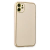 Apple İphone 12 Kılıf Coco Deri Silikon Kapak - Gold