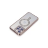 Apple İphone 14 Pro Max Kılıf Joke Simli Magneticsafe Kılıf - Pembe