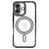 Apple İphone 16 Plus Kılıf Joke Simli Magneticsafe Kılıf - Siyah