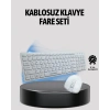 Beyaz Kablosuz Klavye Fare Seti Kablosuz Fare Usb Alıcı Pc Uyumlu