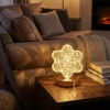 Çiçek Model Kristal LED Masa Lambası – Dokunmatik, 3 Renk Işık Modlu, Şarjlı Mini Dekoratif Gece Lambası (5324)