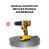 Çift Bataryalı Darbeli Şarjlı Matkap Seti – Metal Dişli, 24 Parça Aksesuar ve LED Işıklı