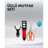 Çok Fonksiyonlu Mutfak Makas Seti – 3 Makas, Bileyici ve Soyacak Dahil