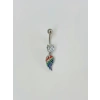 Çok Renkli Melek Kanadı Sallantılı Göbek Piercing - Pg0073