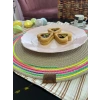 DecoHandy 39cm Neon Renkli Şeritli Jüt Örme Supla Amerikan Servis