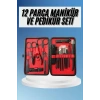 Deri Çantalı Siyah Paslanmaz Çelik 17 Parça Manikür Pedikür Seti