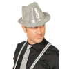Disko Star Gümüş Payetli Fötr Şapka Yetişkin Boy