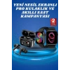 Ekranlı Yeni Nesil Pro Kulaklık ve Akıllı Saat Kampanyası Kulak İçi Mikrofonlu