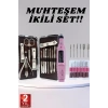 Elektrikli Manikür Pedikür Seti İkili Set 12 Parça Tırnak Bakımı Törpü Protez Çıkarma