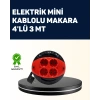 Ev ve Ofis İçin 3 Metre Kablolu 4 Priz Makarası