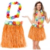 Hawaii Luau Aloha Turuncu Püsküllü 40 cm Etek ve Hawaii Kolye Seti (5324)