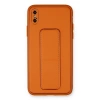 İphone Xs Max Kılıf Coco Deri Standlı Kapak - Turuncu