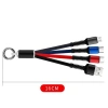Işıklı Anahtarlık Model 3 in 1 USB Çıkışlı MİKRO,TYPE-C ve İphone Uyumlu Şarj Kablosu (5324)