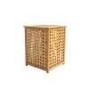 KALIN AHŞAP BAMBU KİRLİ ÇAMAŞIR SEPETİ KUMAŞ ÇANTALI SEPET=40X40X58CM (5324)