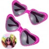 Kalp Şekilli Taşlı Parti Gözlüğü Pembe Renk 6x16 cm (5324)