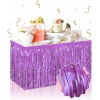 Kendinden Yapışkanlı Mor Metalize Püsküllü Masa Eteği