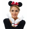 Kırmızı Fiyonklu Minnie Mouse Tacı ve Beyaz Eldiven Seti (5324)