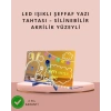 Led Işıklı Şeffaf Yazı Tahtası – Neon Etkili Akrilik Pano, Silinebilir, 7 Renkli Kalemli, 30x20 Cm