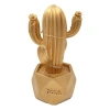 Led Işıklı Sevimli Kaktüs Dekoratif Masa Lambası Mini Biblo Gece Lambası-GOLD (5324)