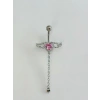Melek Kanatlı  Pembe Taşlı Kalp Detaylı Sallantılı  Göbek Piercing - Pg0104