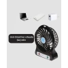 Mini Vantilatör Masaüstü – Usb Girişli, Şarjlı, 3 Kademe, Sessiz Motor, Işıklı