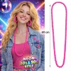 Neon Pembe Boncuk Kolye 80 cm – Retro 80’ler 90’lar Parti Aksesuarı (5324)