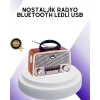 Nostalji Bluetooth Radyo FM AM SW Ahşap Eskitme Tasarım
