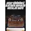 Nostaljik Görünümlü Ahşap Radyo TF SD USB Girişli Led Fener Işıklı