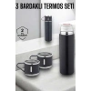 Paslanmaz Çelik 3’lü Termos Seti Vakumlu ve 8 Saat Isı Koruma
