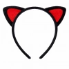Peluş Kedi Kulaklı Taç Kırmızı Siyah